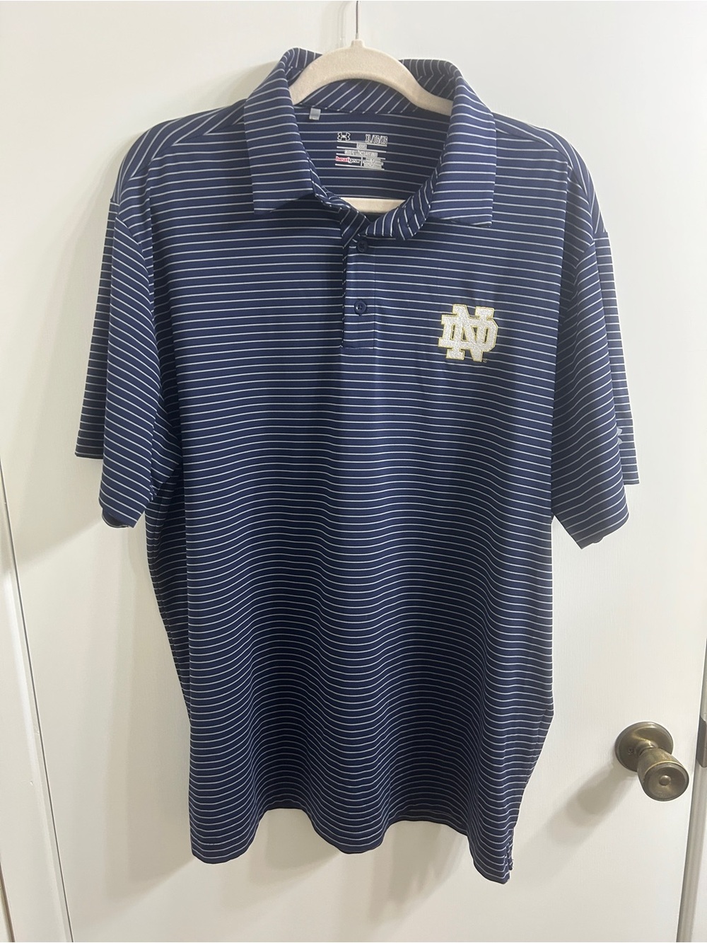 Under Armour Men’s Notre Dame Navy Striped Performance Polo